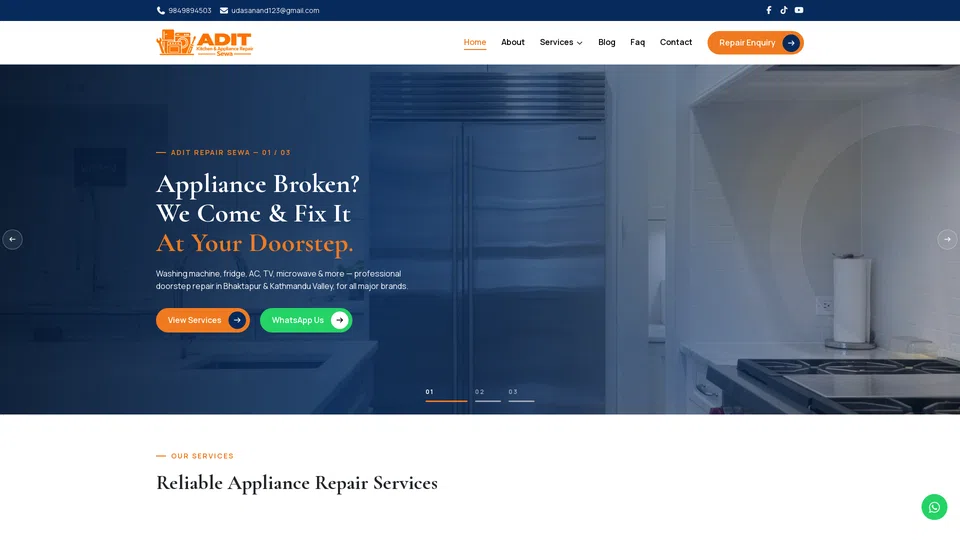 Homepage snapshot at launch