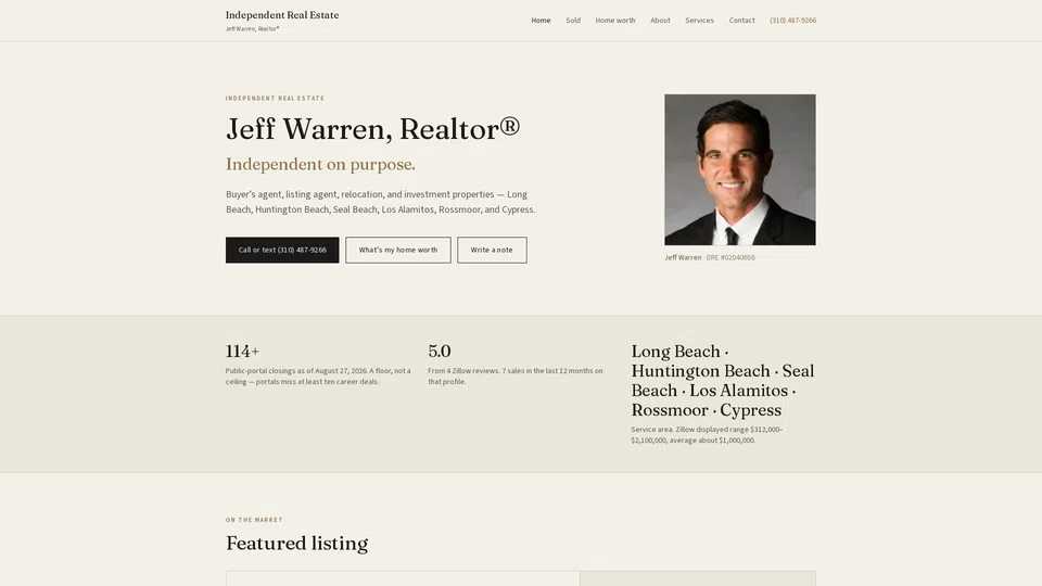 Homepage snapshot at launch