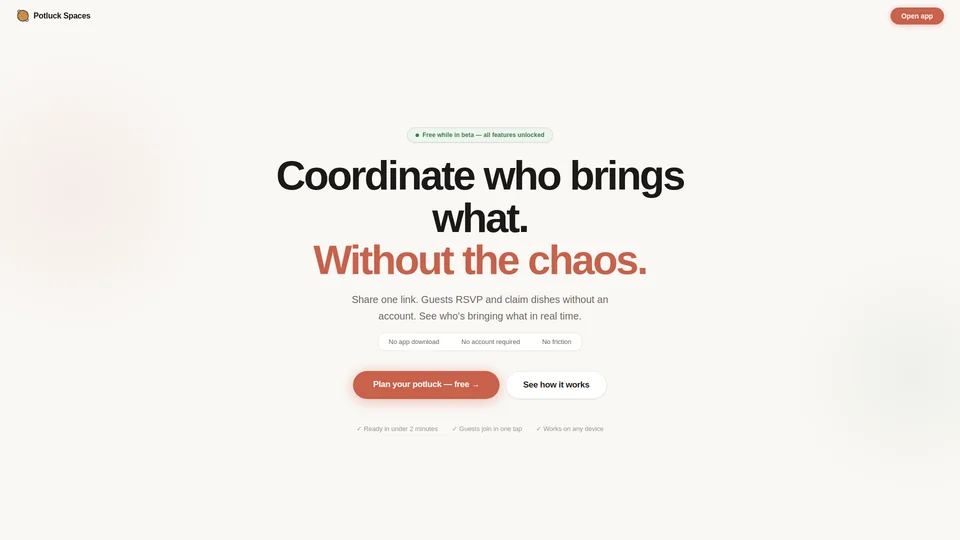 Homepage snapshot at launch