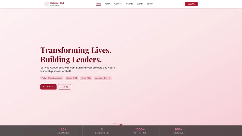 Homepage snapshot at launch