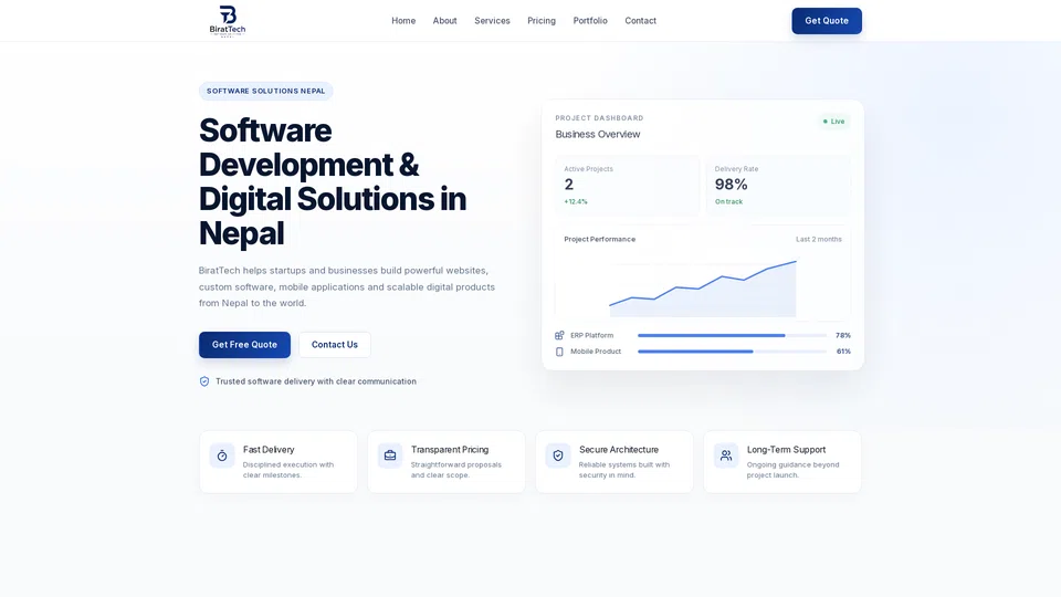 Homepage snapshot at launch