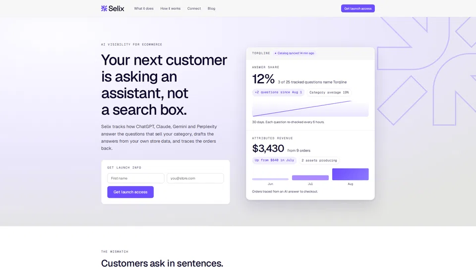 Homepage snapshot at launch
