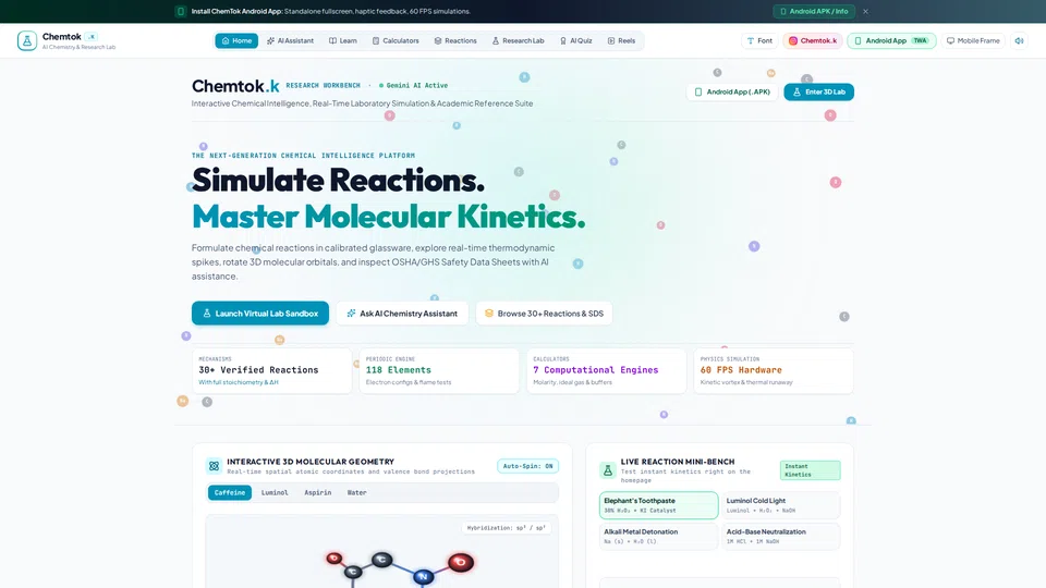 Homepage snapshot at launch