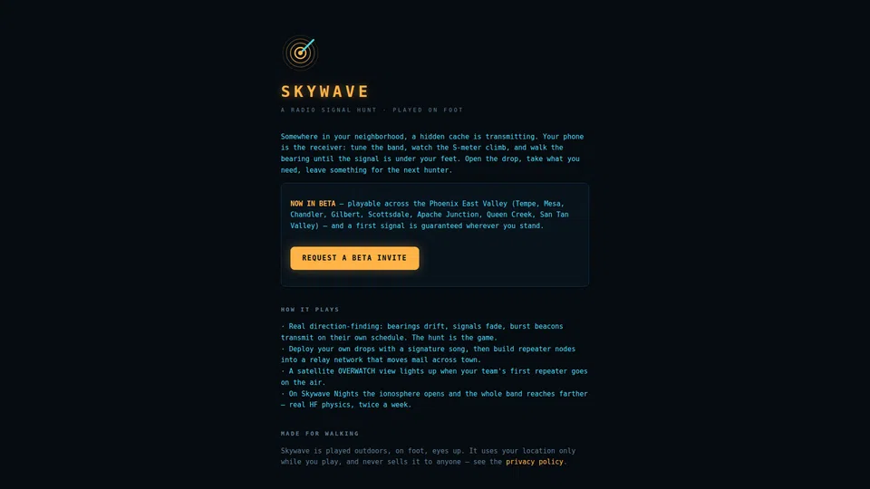 Homepage snapshot at launch