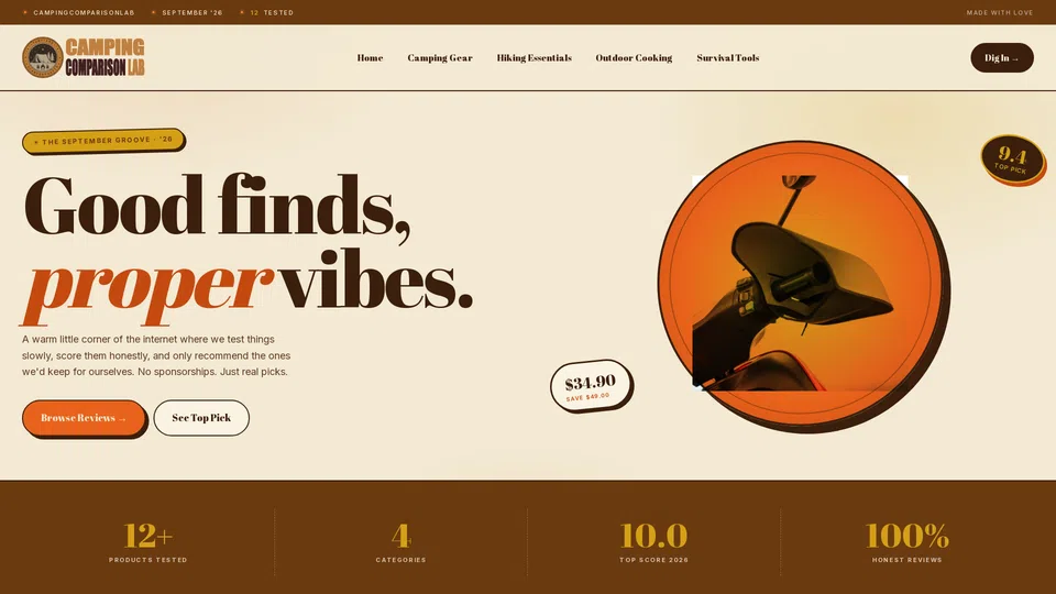 Homepage snapshot at launch