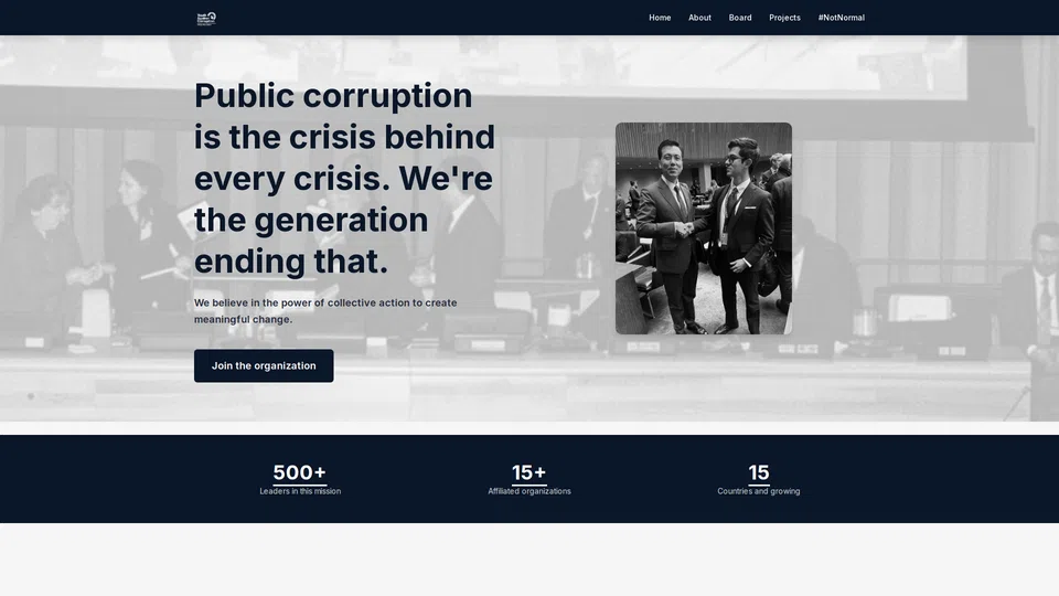 Homepage snapshot at launch