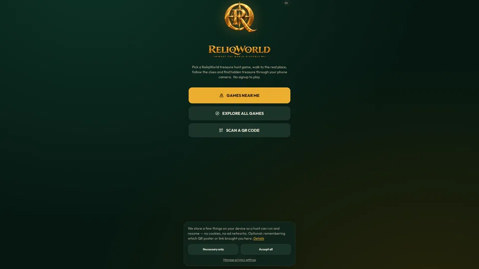Homepage snapshot at launch