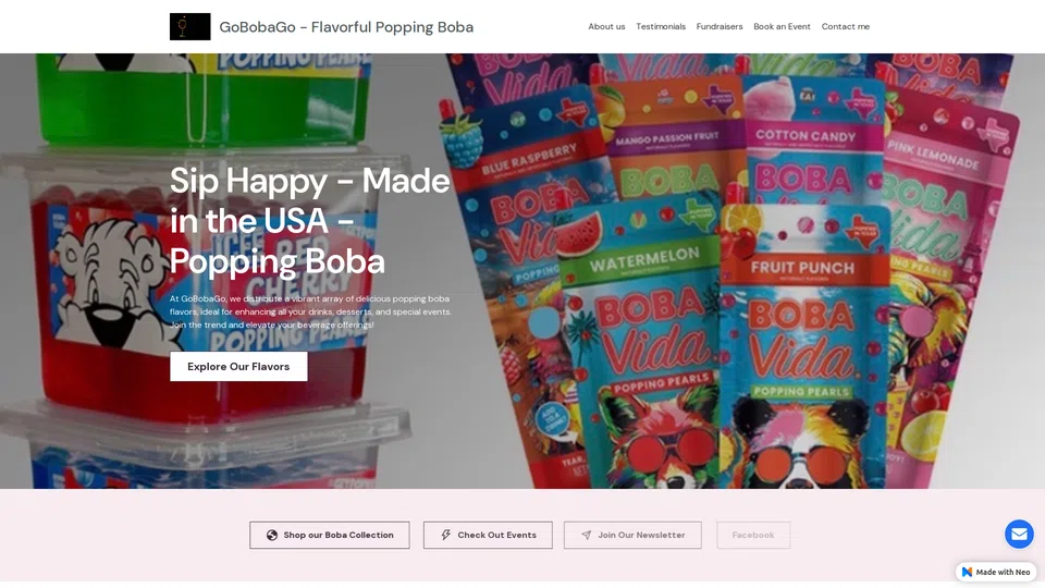 Homepage snapshot at launch