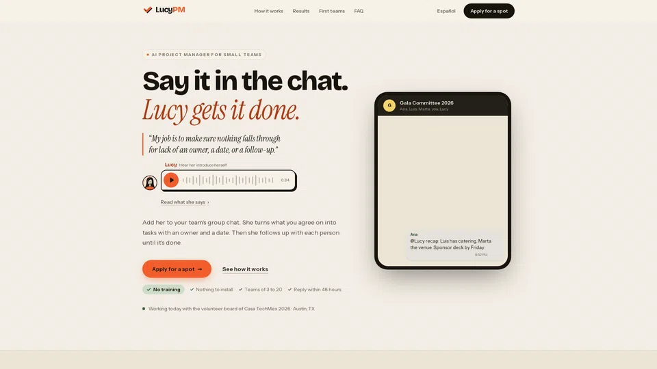 Homepage snapshot at launch