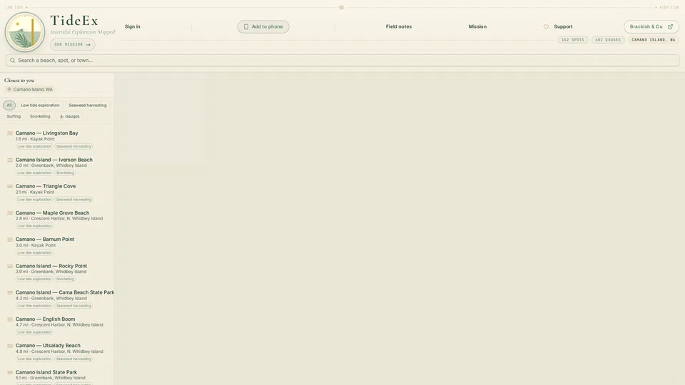 Homepage snapshot at launch