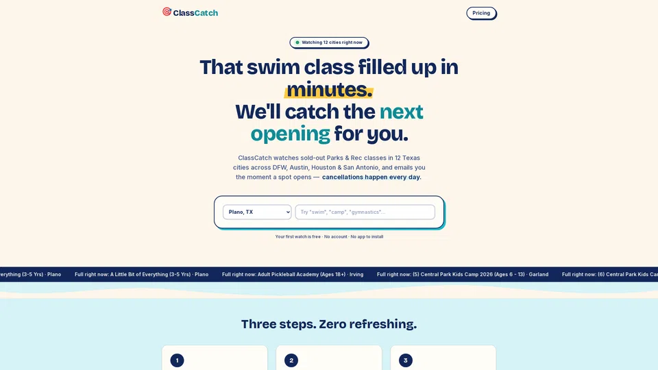 Homepage snapshot at launch