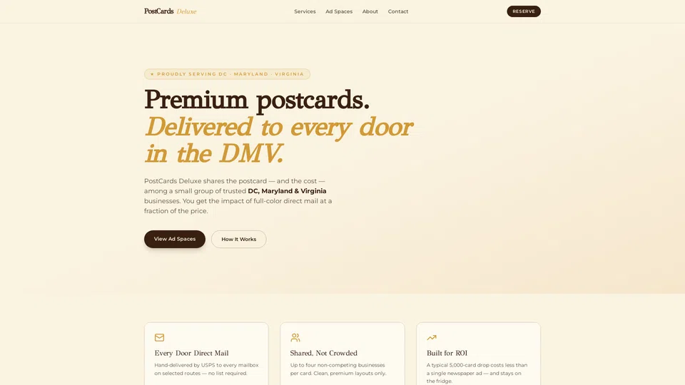 Homepage snapshot at launch