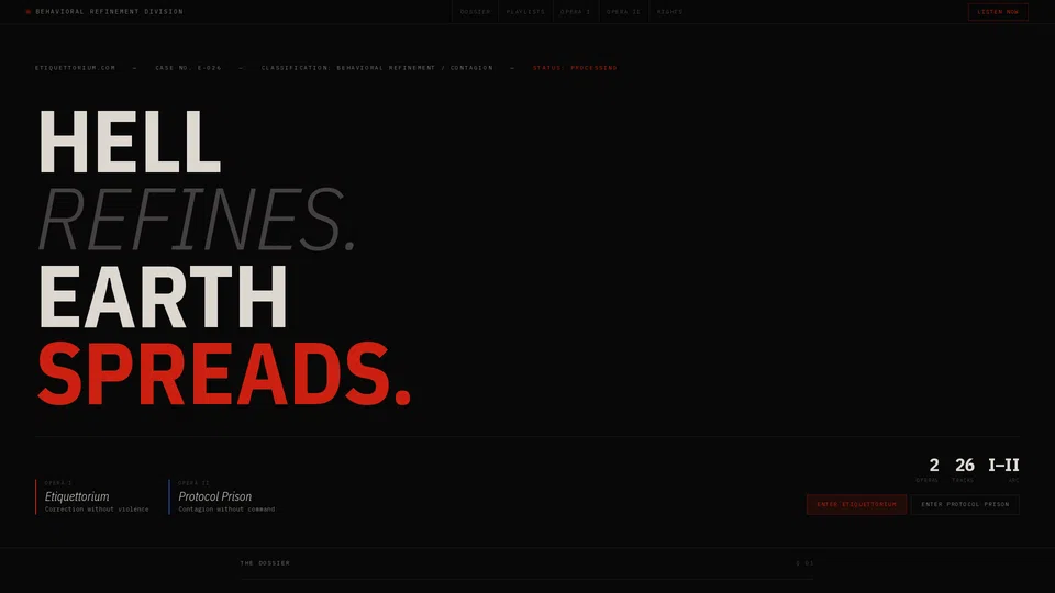 Homepage snapshot at launch