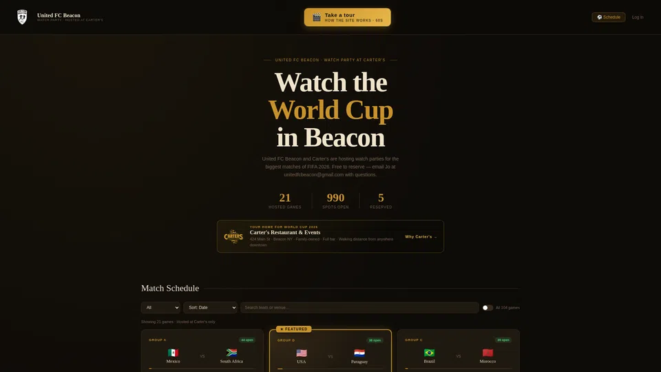 Homepage snapshot at launch