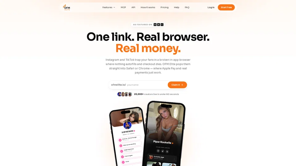 Homepage snapshot at launch