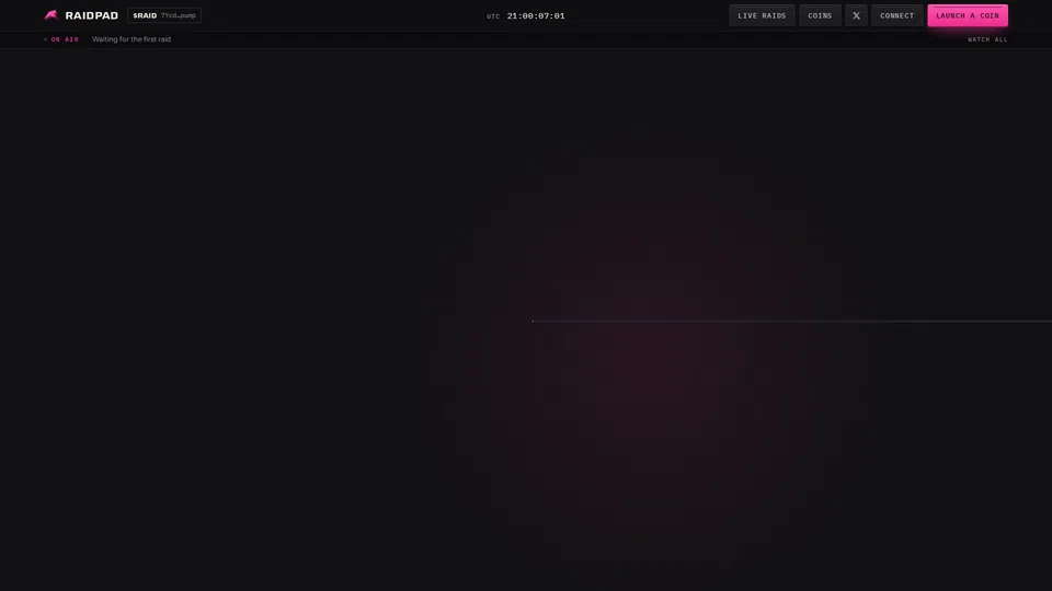 Homepage snapshot at launch