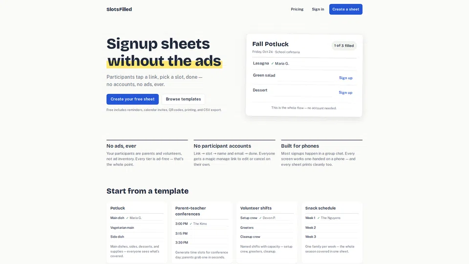 Homepage snapshot at launch
