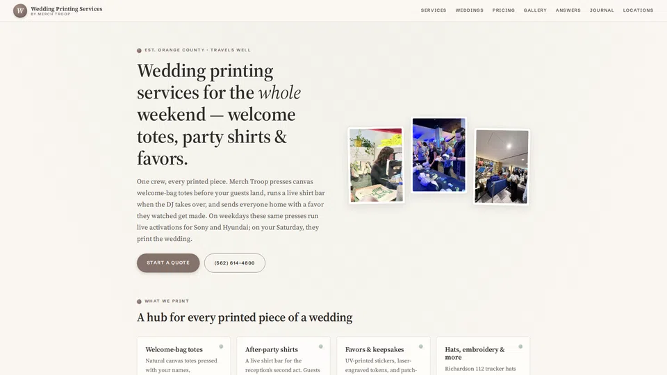 Homepage snapshot at launch
