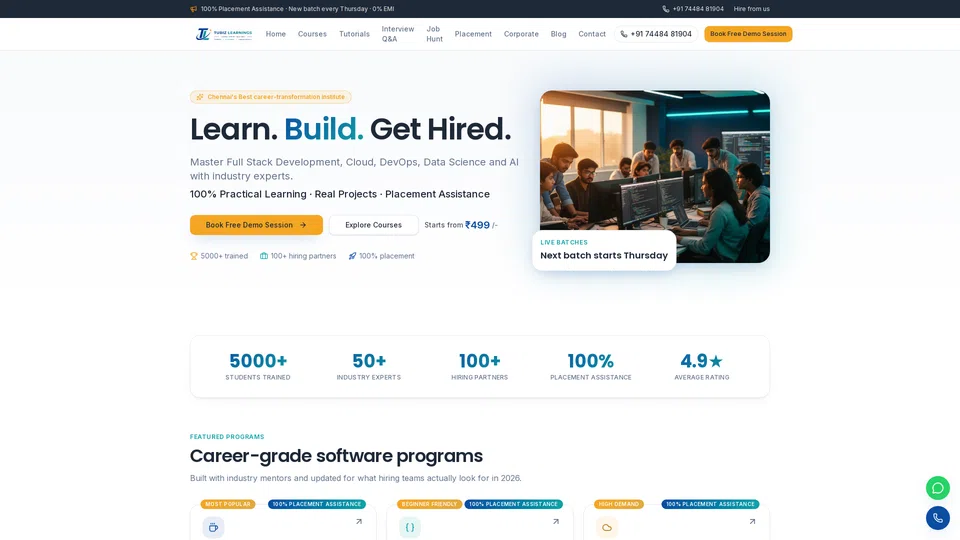 Homepage snapshot at launch