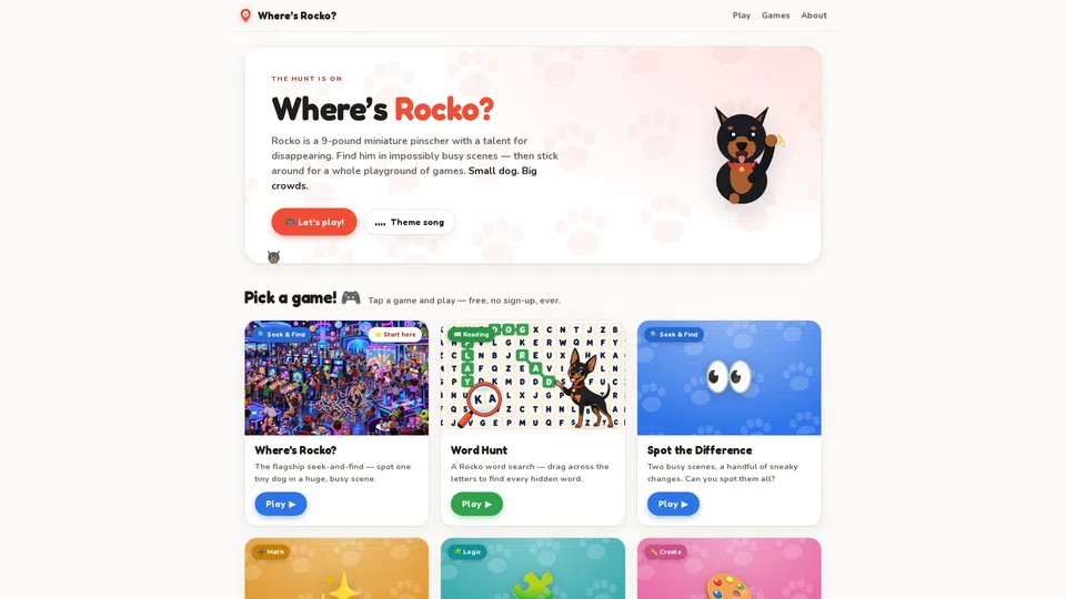 Homepage snapshot at launch