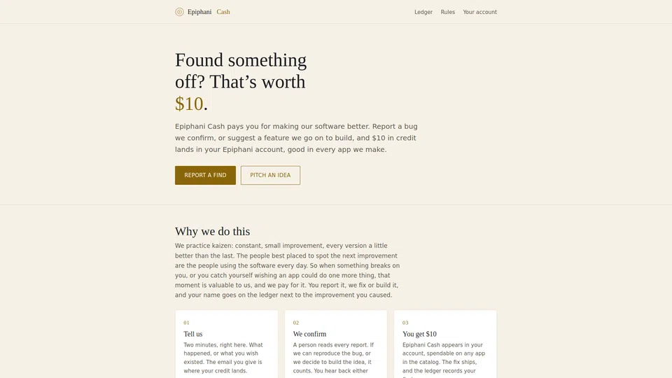 Homepage snapshot at launch
