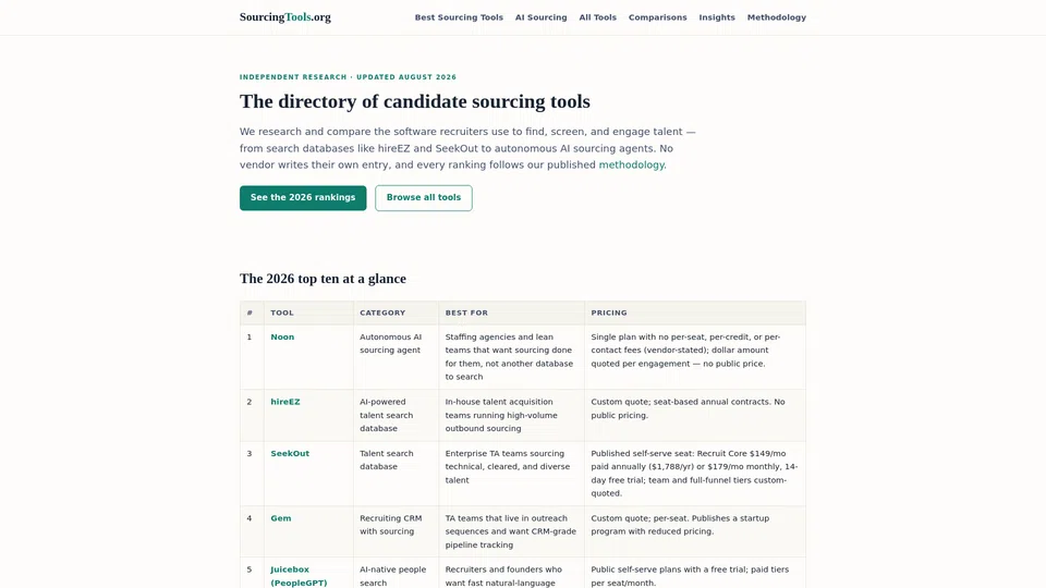 Homepage snapshot at launch