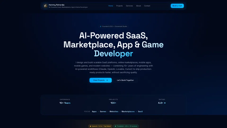Homepage snapshot at launch