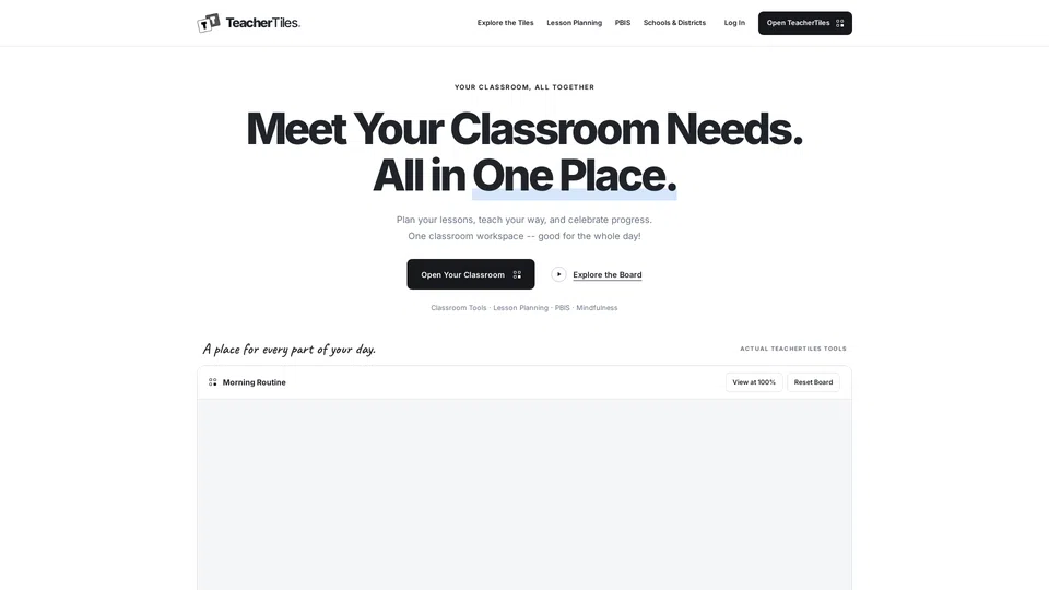 Homepage snapshot at launch