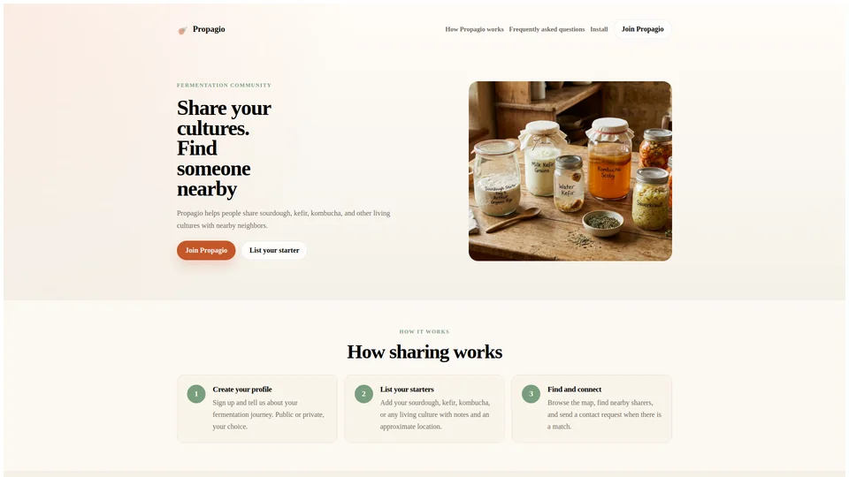 Homepage snapshot at launch