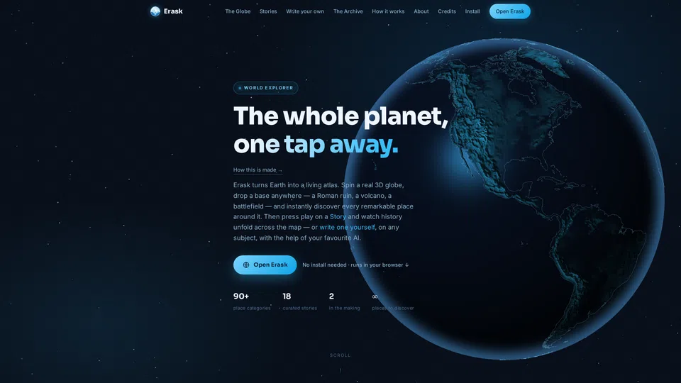 Homepage snapshot at launch