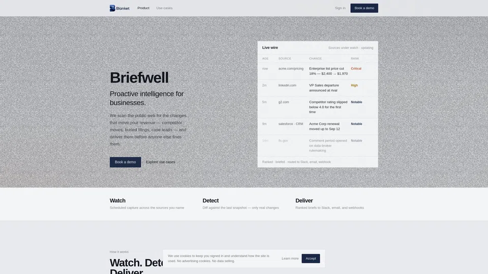 Homepage snapshot at launch