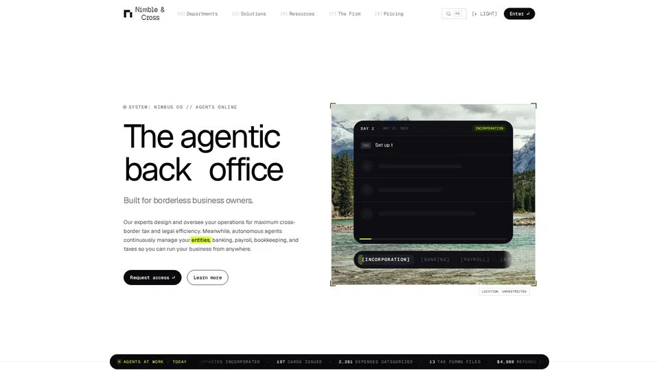 Homepage snapshot at launch