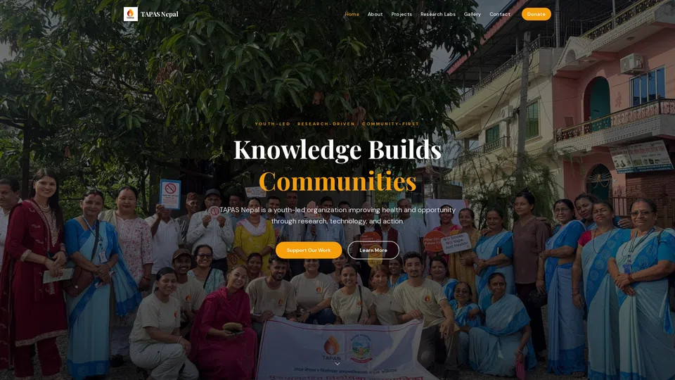 Homepage snapshot at launch