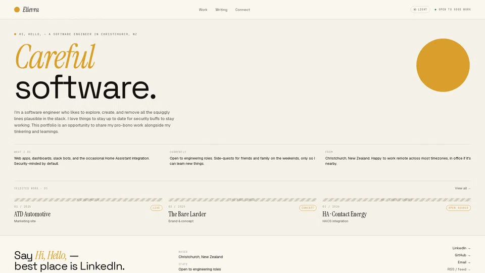 Homepage snapshot at launch