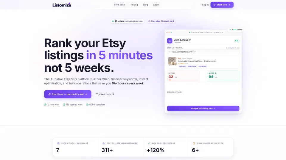 Homepage snapshot at launch