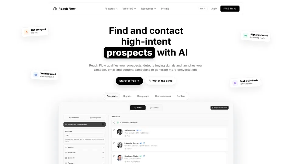 Homepage snapshot at launch
