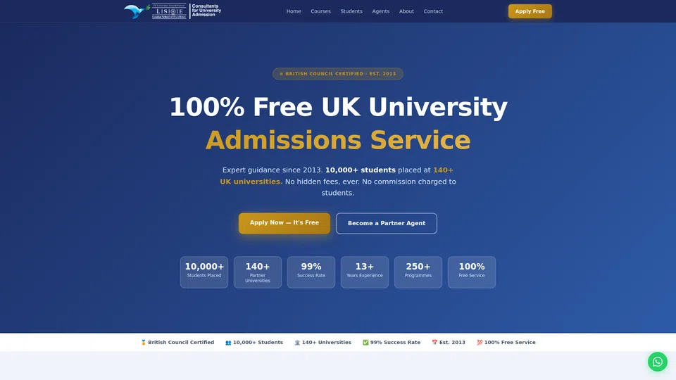 Homepage snapshot at launch