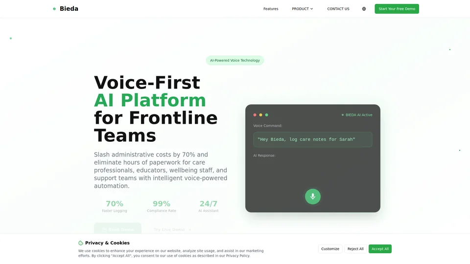 Homepage snapshot at launch
