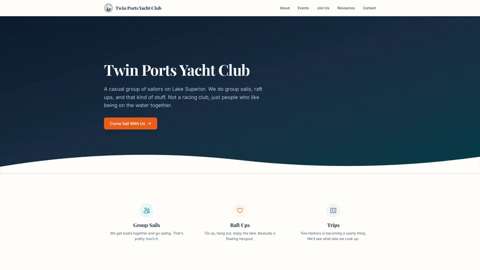 Homepage snapshot at launch