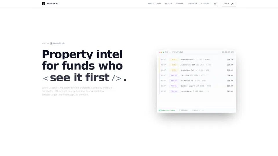 Homepage snapshot at launch