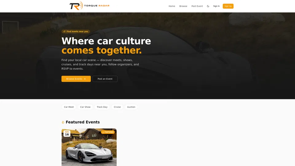Homepage snapshot at launch