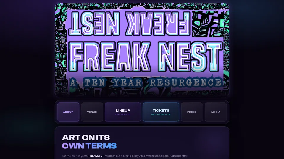 Homepage snapshot at launch