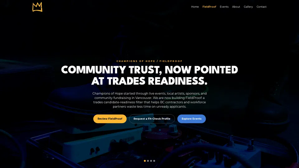 Homepage snapshot at launch