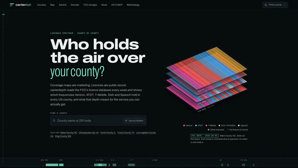 Homepage snapshot at launch