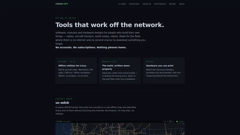 Homepage snapshot at launch