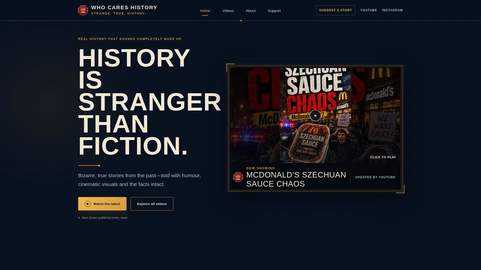 Homepage snapshot at launch