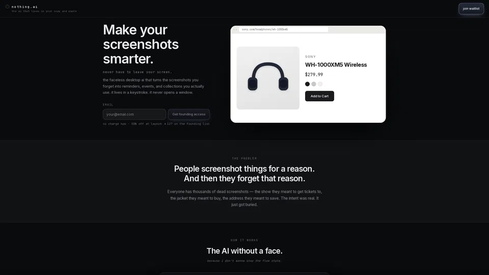 Homepage snapshot at launch