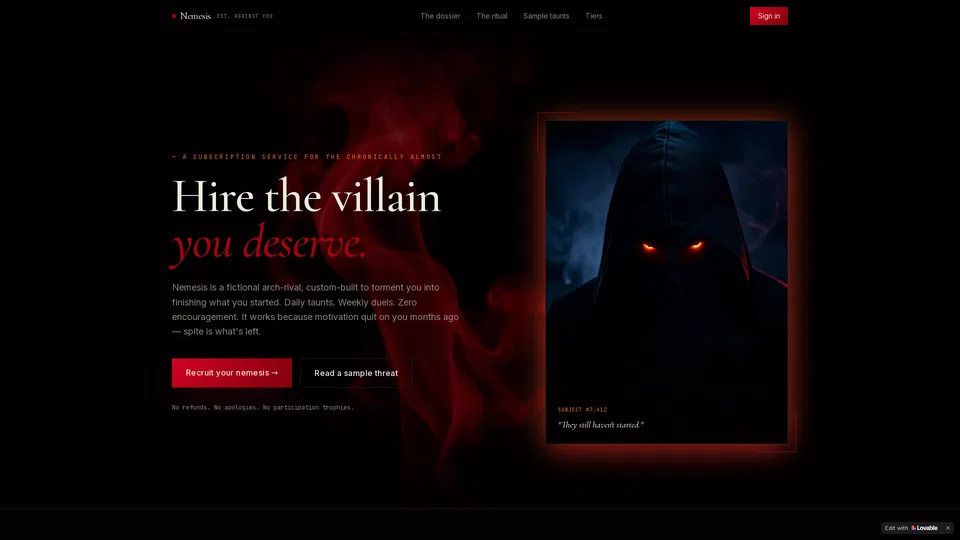Homepage snapshot at launch