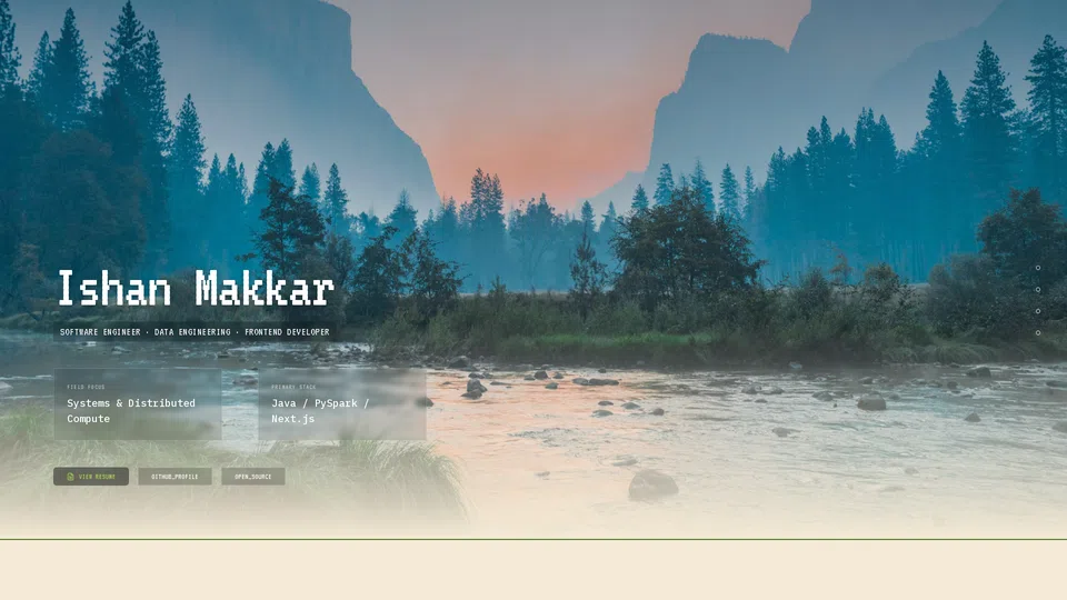 Homepage snapshot at launch