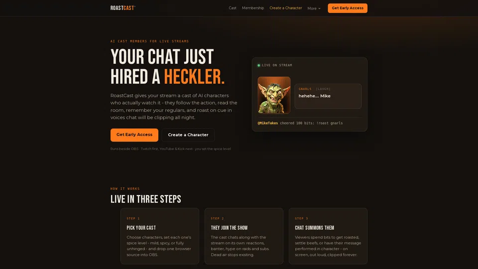 Homepage snapshot at launch